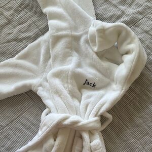 Pottery Barn Kids white Plush Hooded Robe “Jack” embroidered name 4-6T